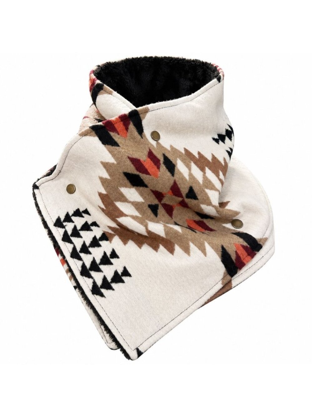 Western Cowl Neck Warmer Scarf Southwestern Fleece Black Minky Cowgirl Ranch